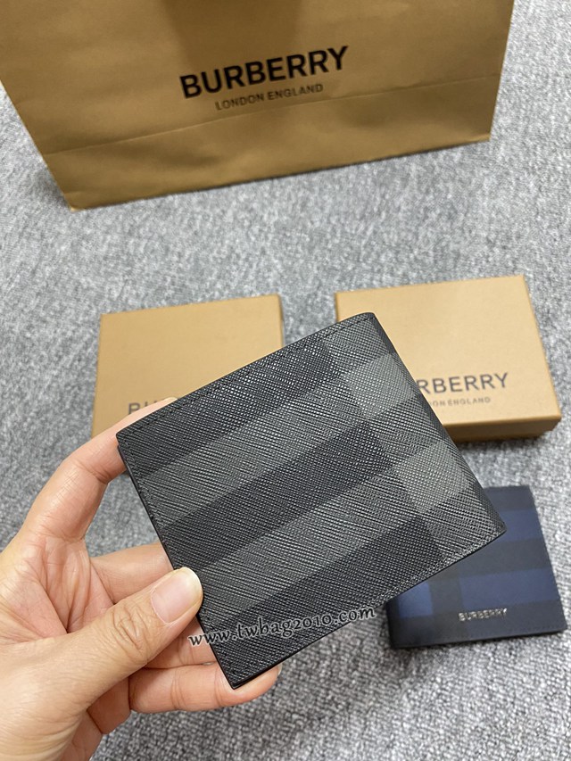 Burberry專門店新款灰格短夾 巴寶莉經典男士短夾錢包 yxb1277